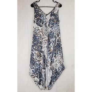 Everlily blue cheetah print handkerchief hem dress Size small Lagenlook